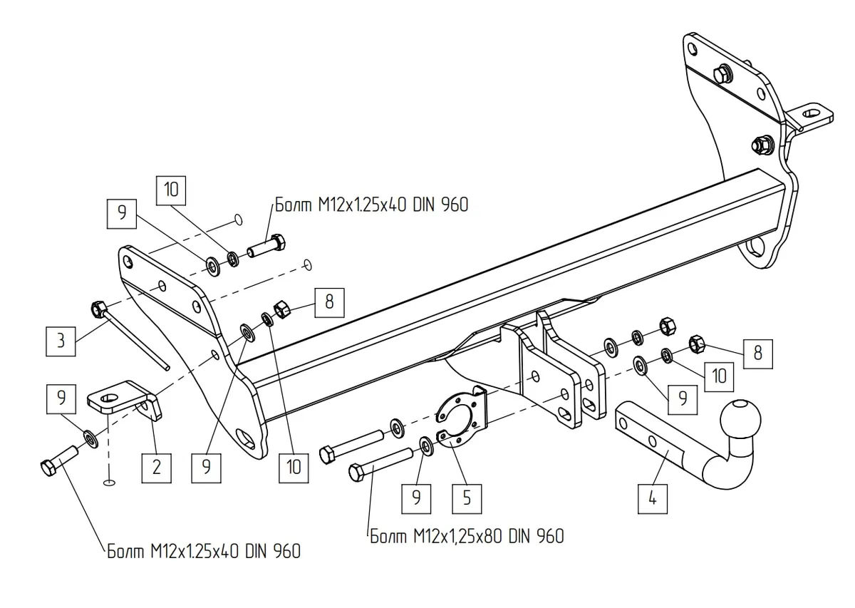 Фаркоп Baltex для Jeep Grand Cherokee 2010-2022 Арт. 049115 049115 в Барнаул