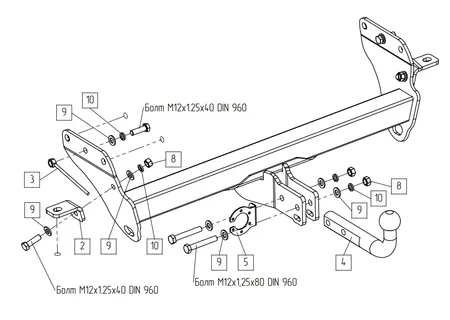 Фаркоп Baltex для Jeep Grand Cherokee 2010-2022 Арт. 049115 049115 в Барнаул